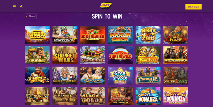 Spelkategorin Spin to Win hos Lucky Casino