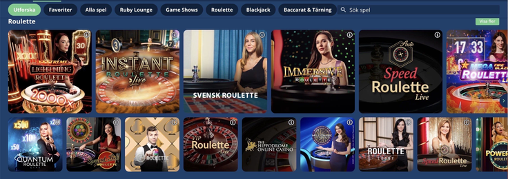 roulette live casino utbud hos hajper
